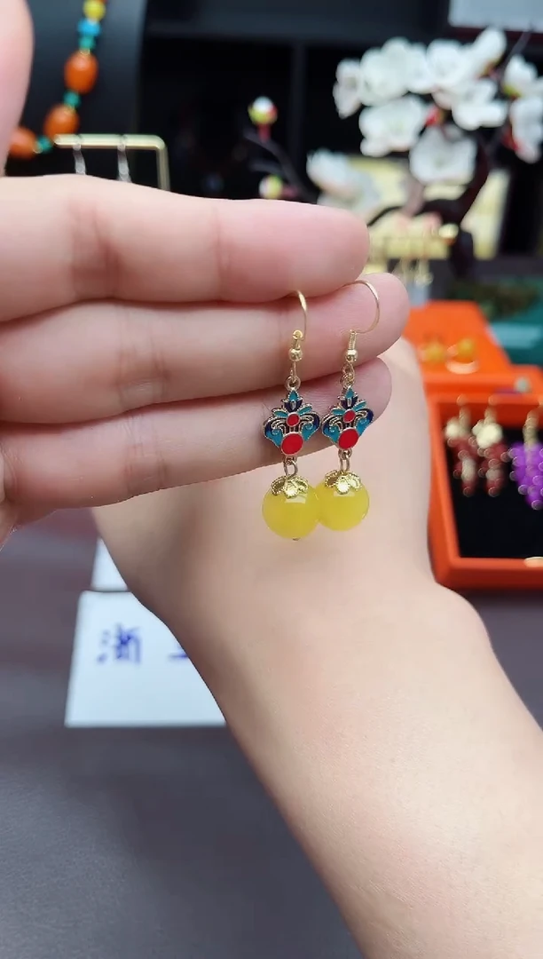 玛瑙/玉髓耳饰银S925镶嵌228000