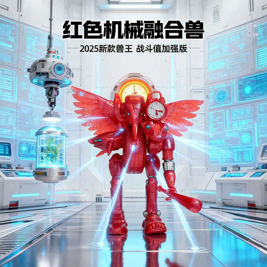 2025新款缝合怪红色机械融合兽AI公仔手办木棍人玩偶可拆卸拼装