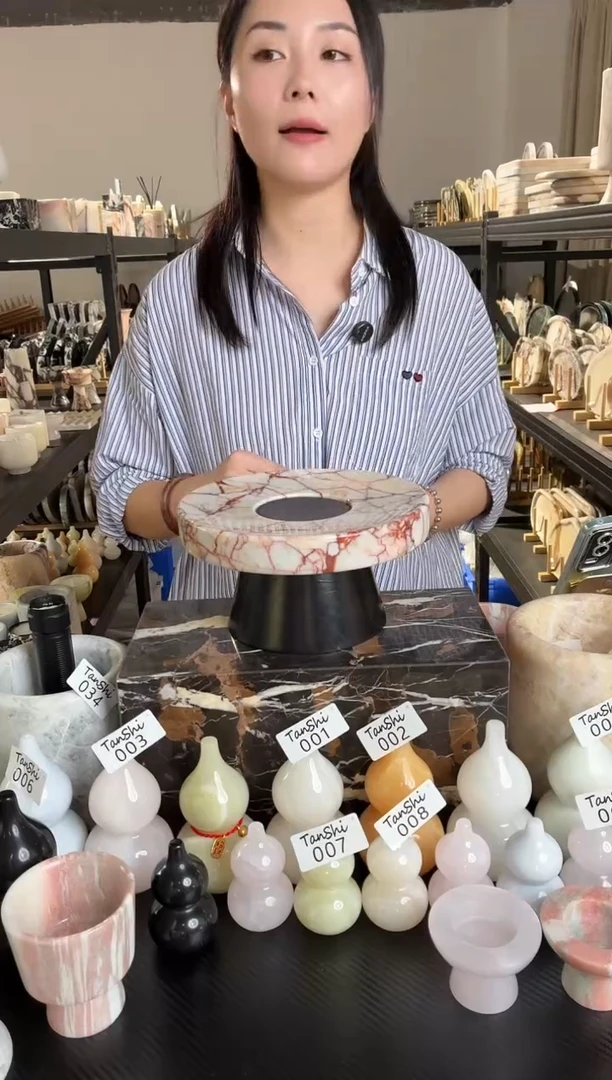 石材054宝红高脚托盘