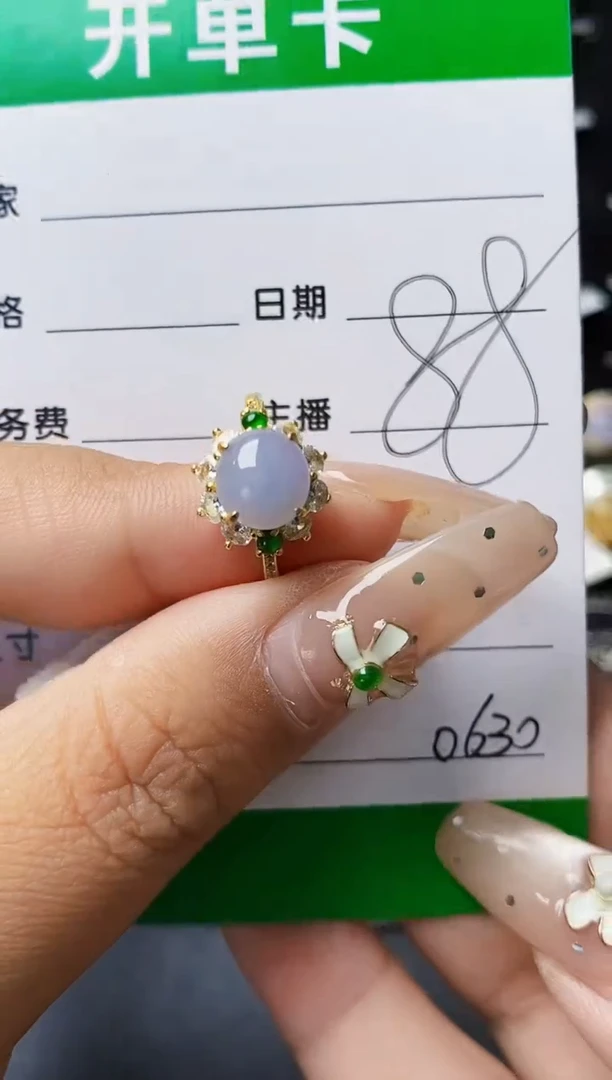 翡翠戒指银S925镶嵌0630