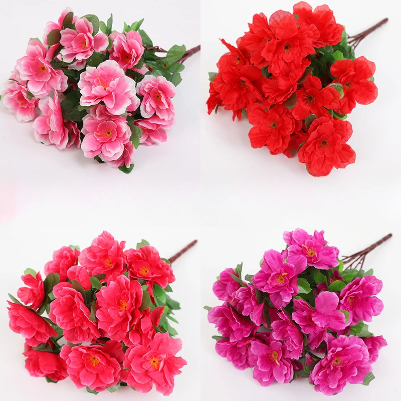 仿真杜鹃花映山红绢花假花插地树枝装饰花坛园艺布置工程商场楼盘