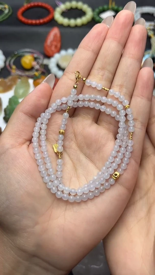 颈饰银S925镶嵌和田玉万能珠链