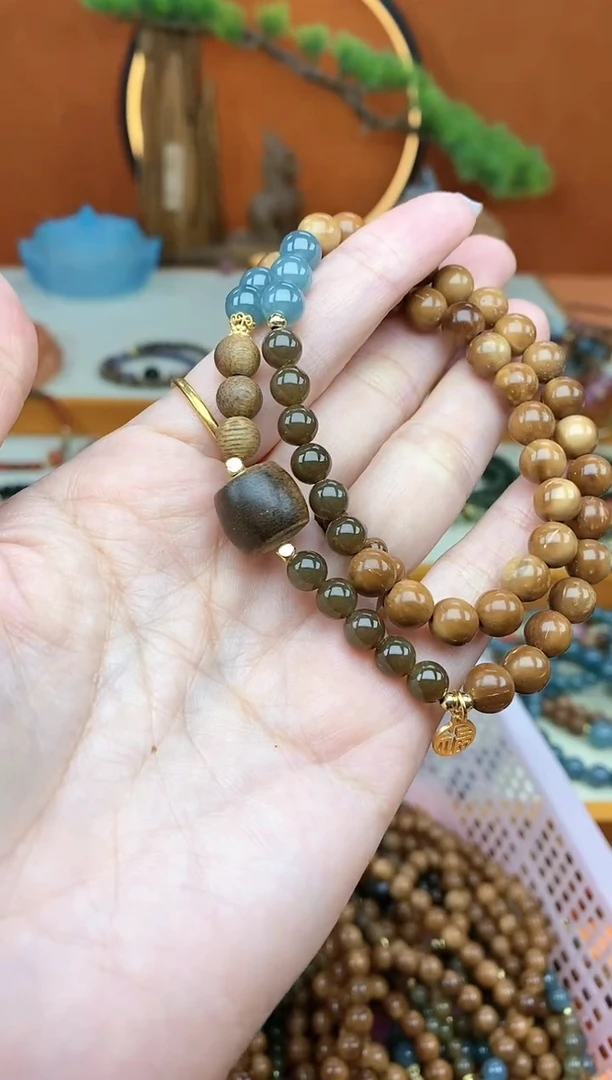 【闪购商品】库克手串未镶嵌库克菩提双圈和田蓝水手串