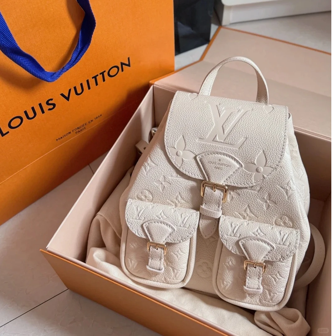 99新 LouisVuitton/路易威登 小花JerryBackup 双肩包 米色