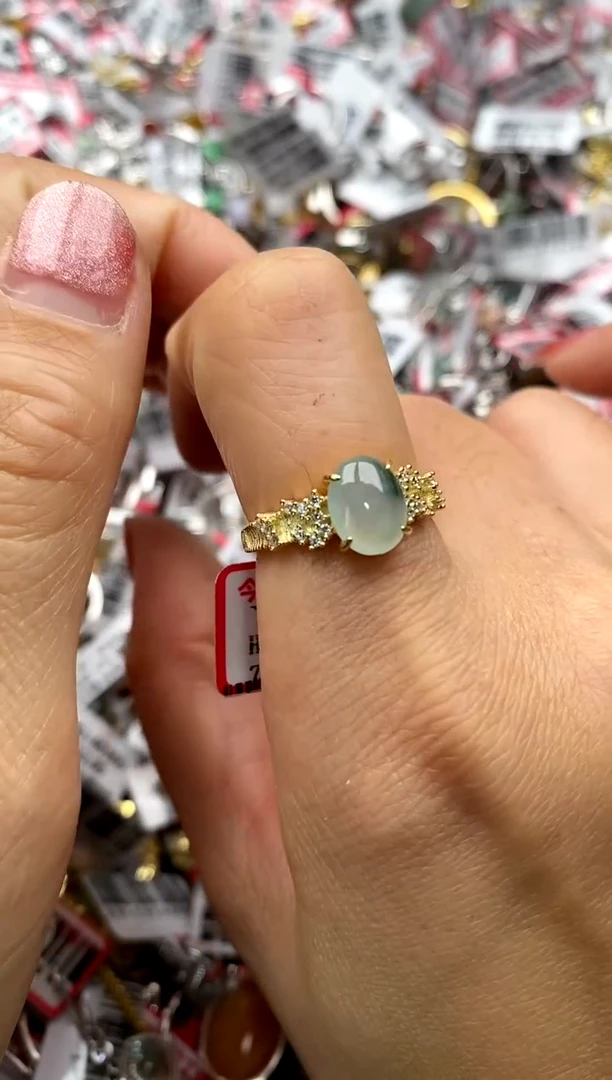 【闪购商品】翡翠戒指银S925镶嵌3333333     3