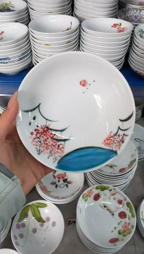 瓷片景德镇高温陶瓷食品级手绘釉中彩-小胖碗