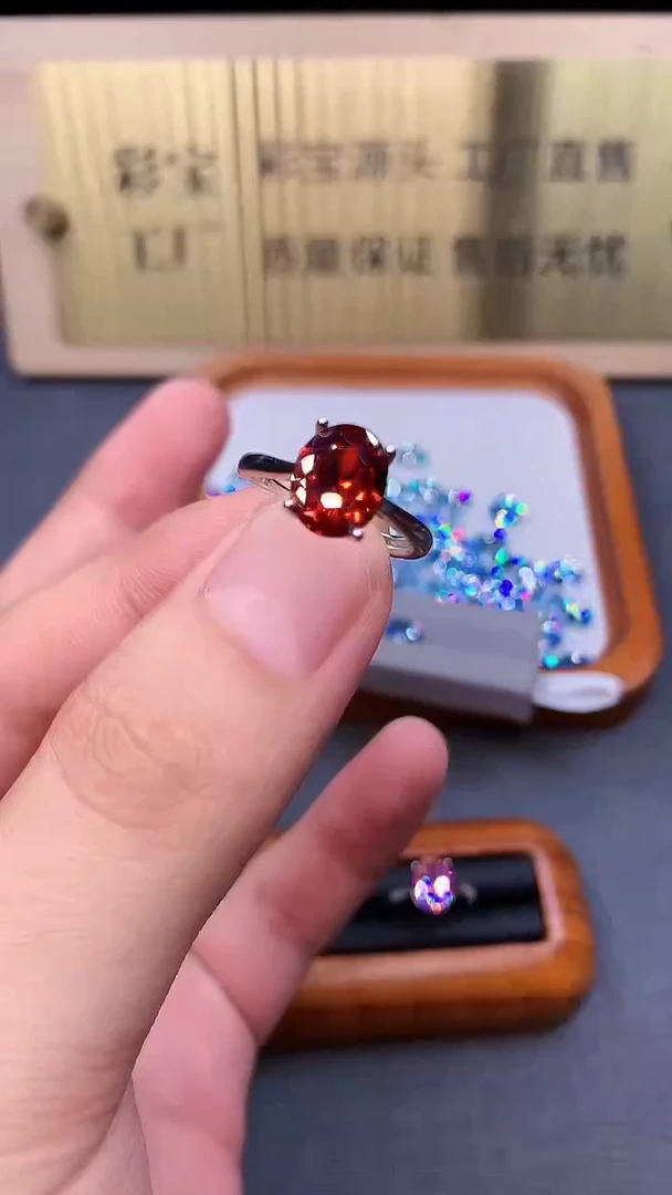 石榴石戒指银S925镶嵌7452