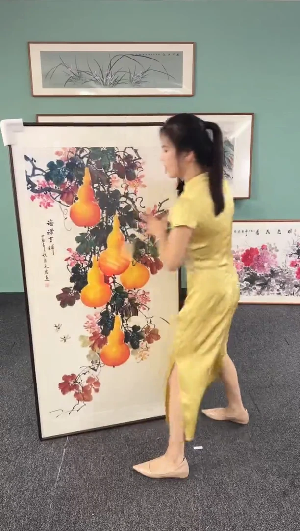 国画牡丹210*80手绘作品