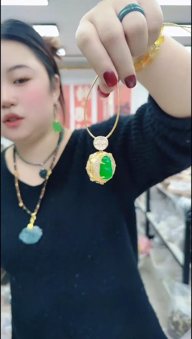 【闪购商品】石英质玉颈饰合金2581 绿貔貅吊坠