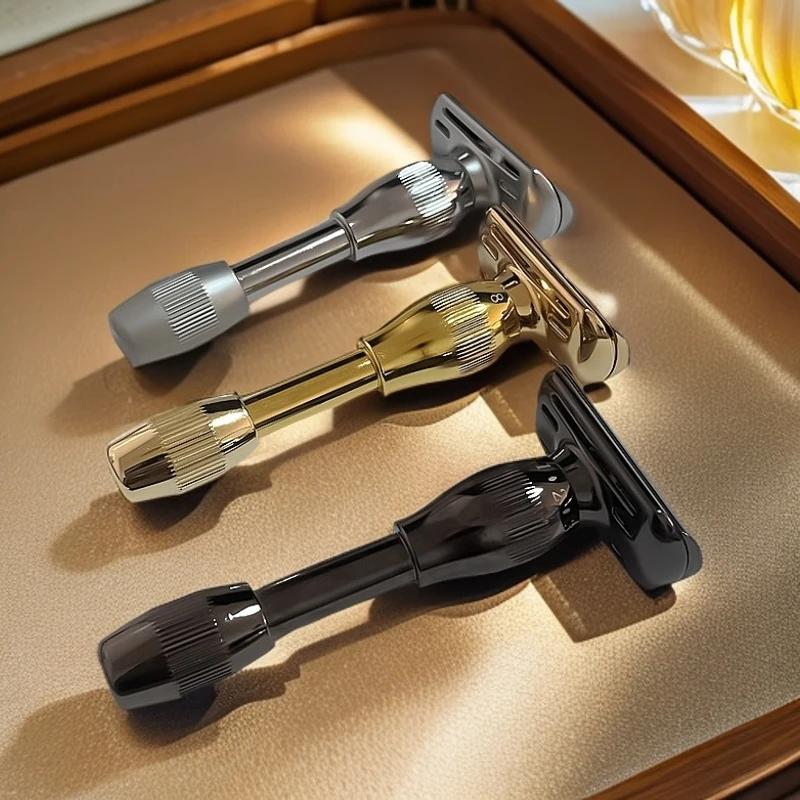 老式手动八挡刮胡子剃须刀刮脸刀白金双面刀片剃头刮胡刀剃头剃须