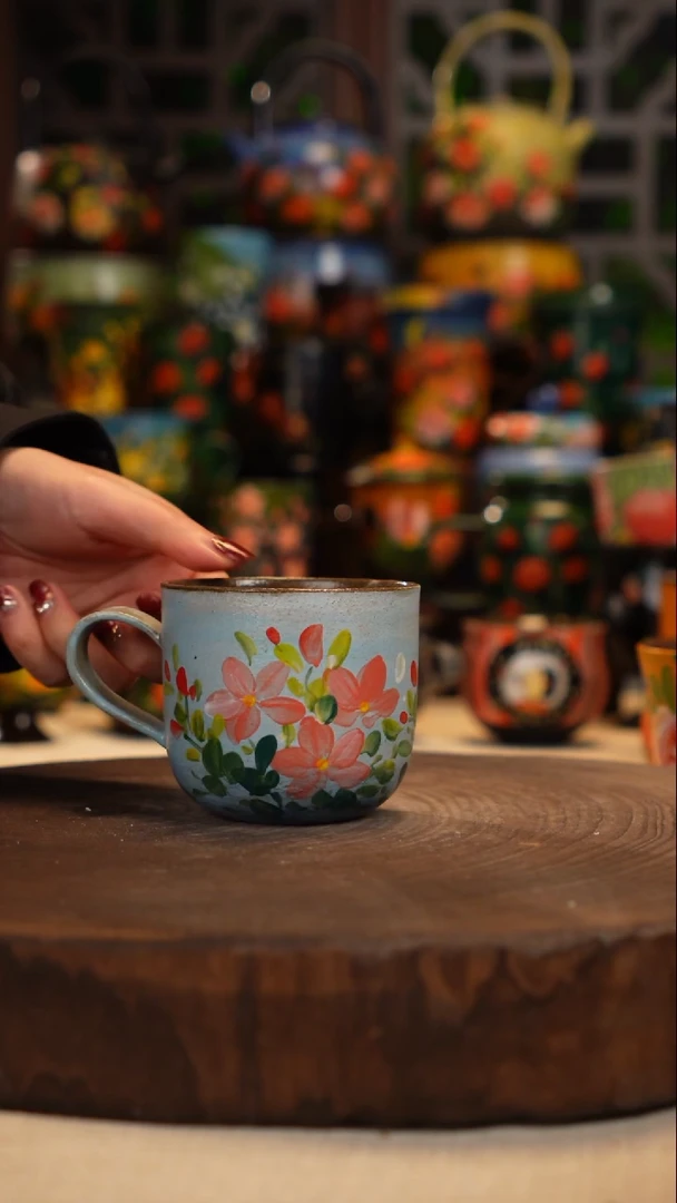 紫砂油画釉下彩手绘