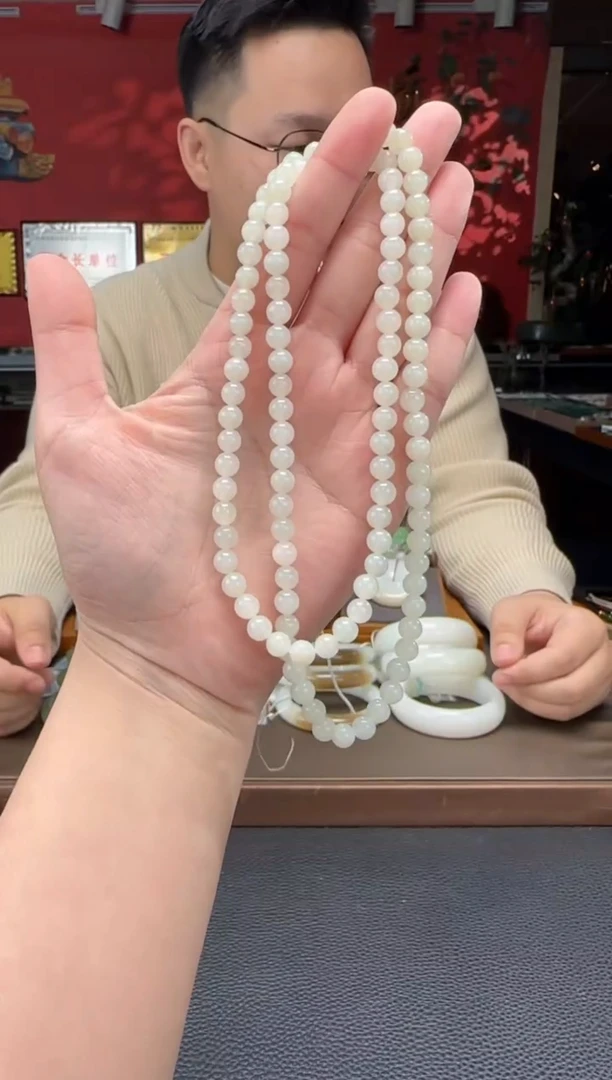 【闪购商品】和田玉颈饰未镶嵌白玉108颗多圈卡6