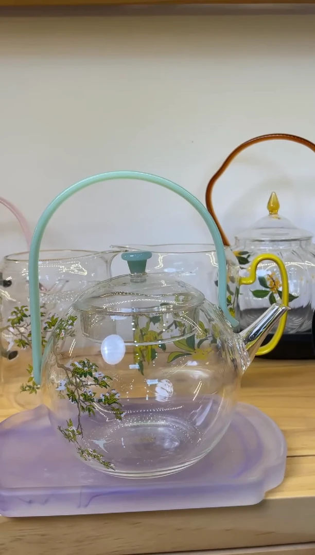 手工艺品玻璃梨花白燕绿色抱月壶