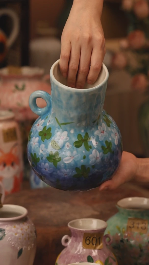 陶瓷481景德镇设计师手作花器摆件侘寂风