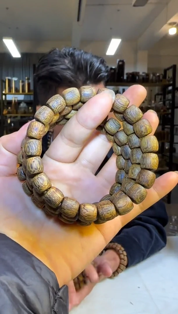 沉香手串99沉海南奇楠红金貎直纹鼓珠单圈9mm7g+多样性发1