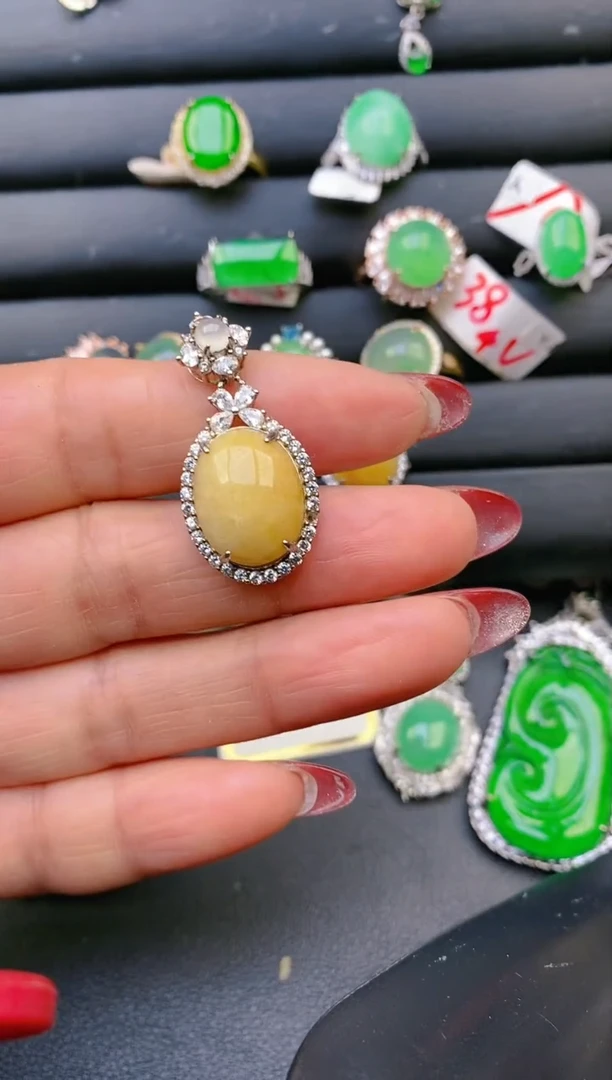 【闪购商品】翡翠戒指银S925镶嵌天然A货翡翠1