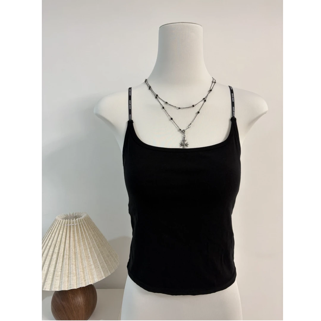 【JW】一体式字母细肩带美背吊带运动风百搭性感外穿辣妹背心内搭