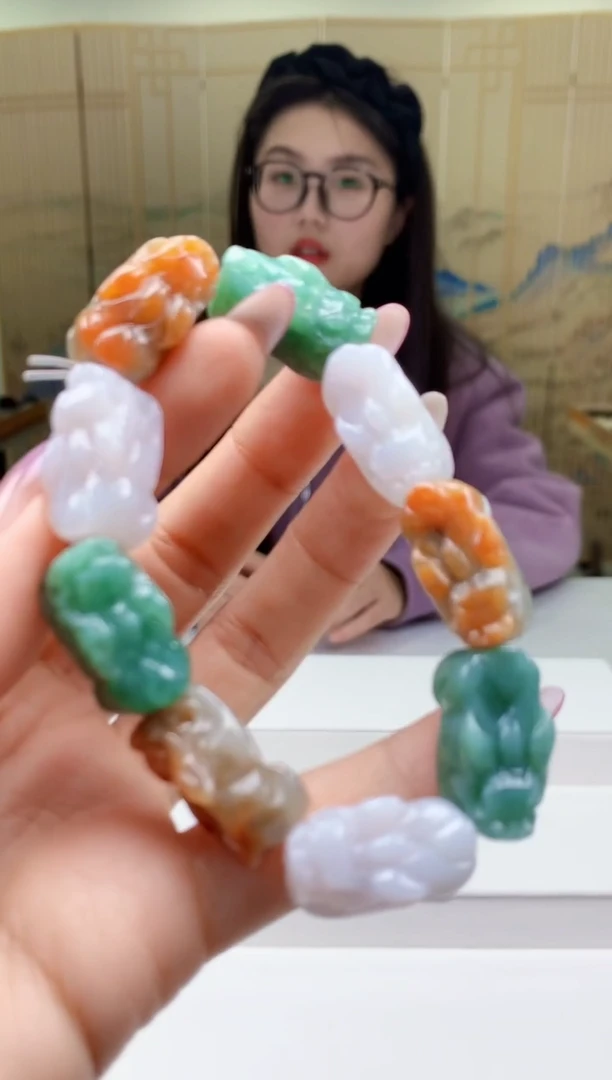 【闪购商品】定制翡翠未镶嵌5156ty-毛货手串128