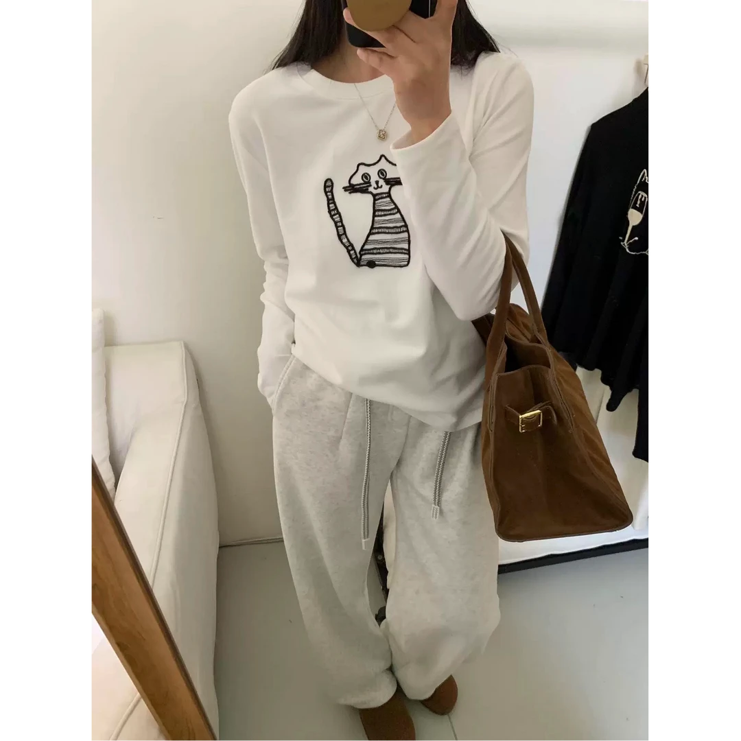 有尾巴的喵~基础款云朵棉T软糯打底外穿圆领小猫T 25春夏款 6819