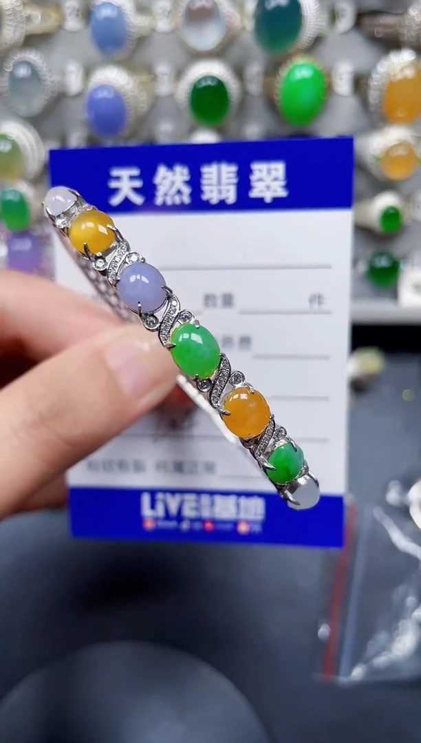 银S925镶嵌手镯翡翠204
