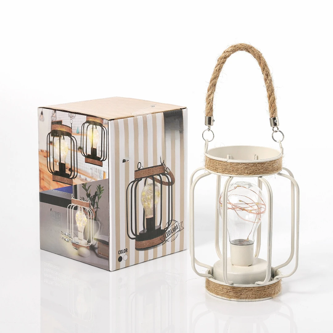 韩国乐家-复古铁丝麻绳LED马灯