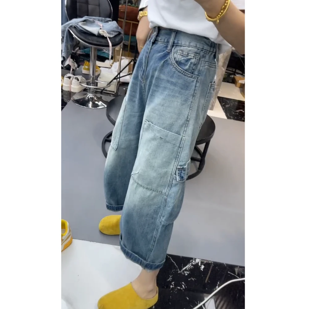 2025夏季新款高腰显瘦大码阔腿显瘦新款中腰薄款牛仔裤