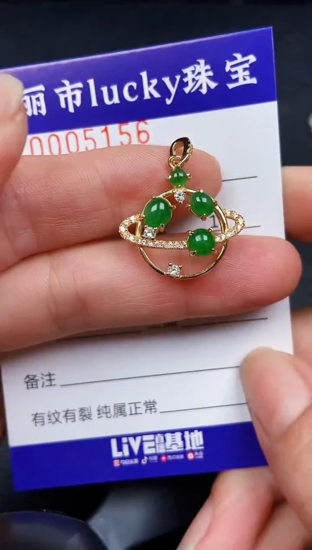 翡翠银S925镶嵌颈饰5156