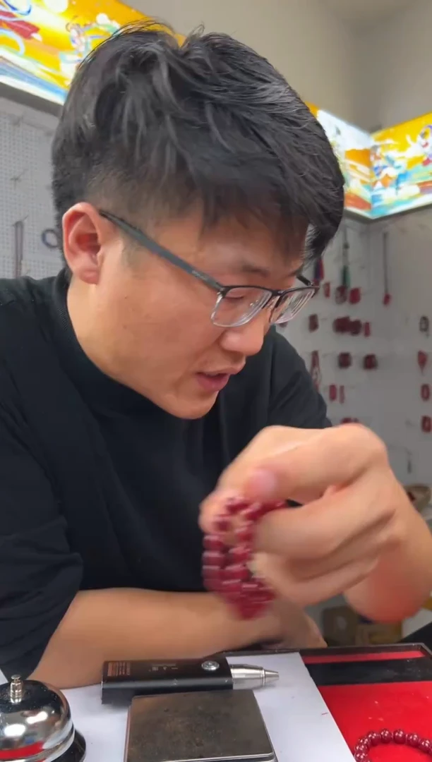 天然辰砂五*15颗10mm马仙溪晶体手串