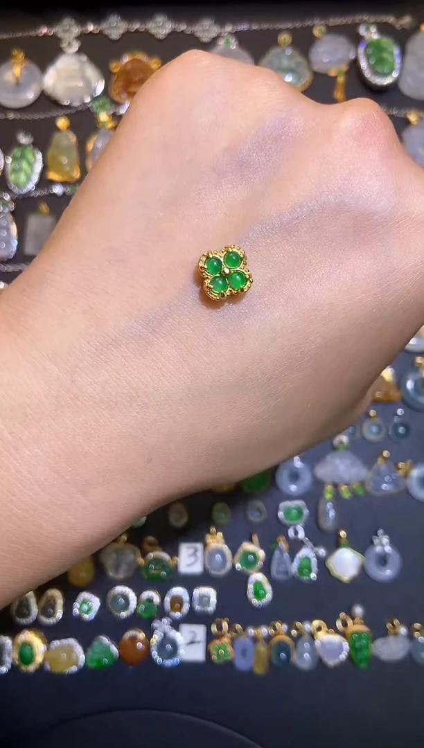翡翠银S925镶嵌吊坠(不含链)天然A货翡翠