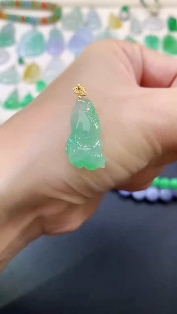 翡翠18K金镶嵌吊坠(不含链)|499