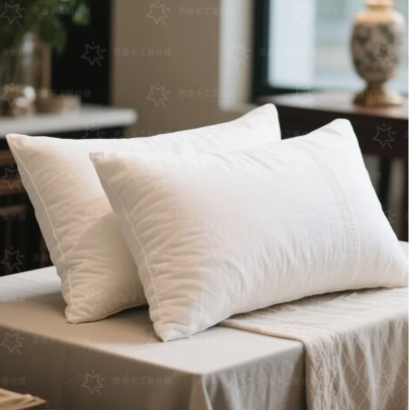 桐乡100%桑蚕丝枕头全棉枕芯舒适柔软透气单人枕头
