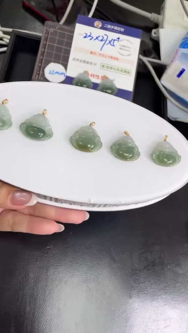 【闪购商品】翡翠挂件18K金镶嵌冰黄翡佛公FL12@CP多样性发其一配绳