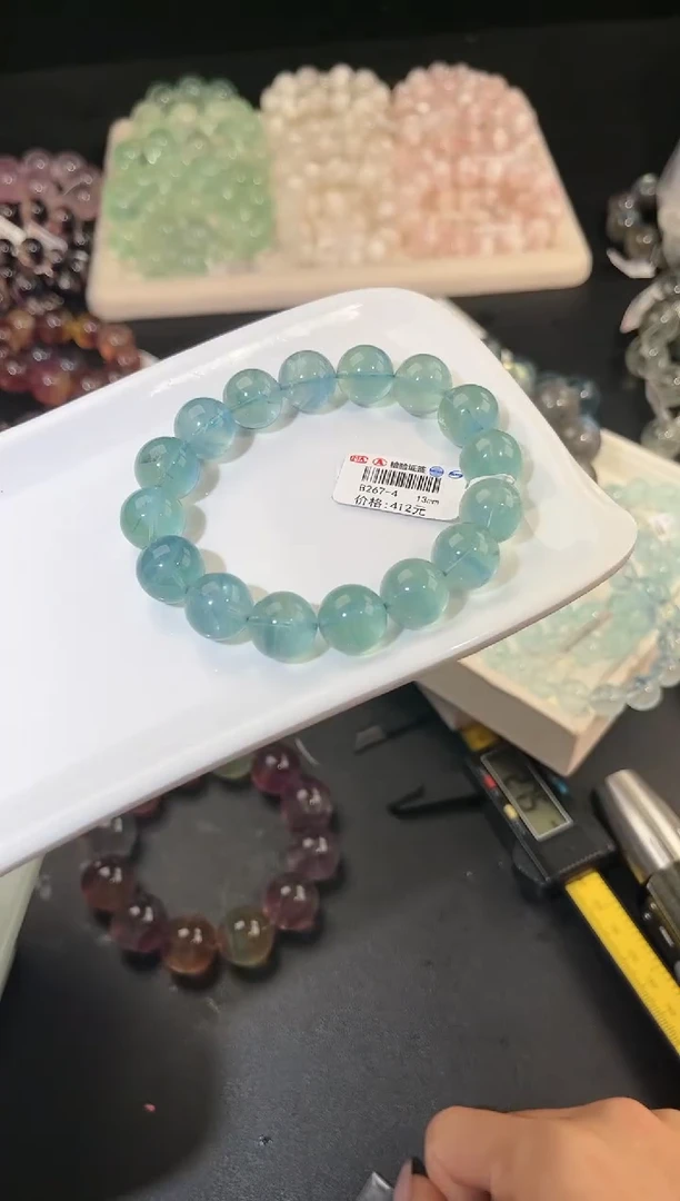 手链未镶嵌萤石多样性发一Q39湖水蓝绿13mm