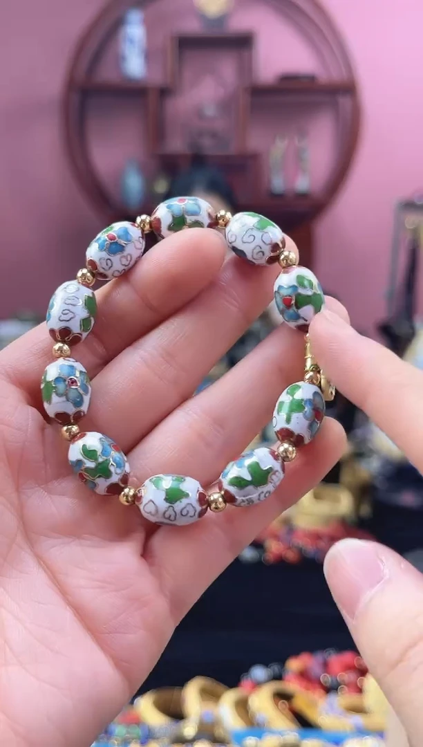 非遗 景泰蓝 手串 工美 白色 珠子