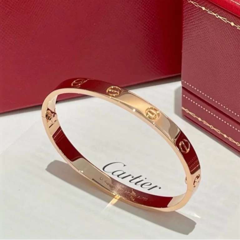 95新 Cartier/卡地亚 大头活动 LOVE 宽版手镯 18K玫瑰金 18号