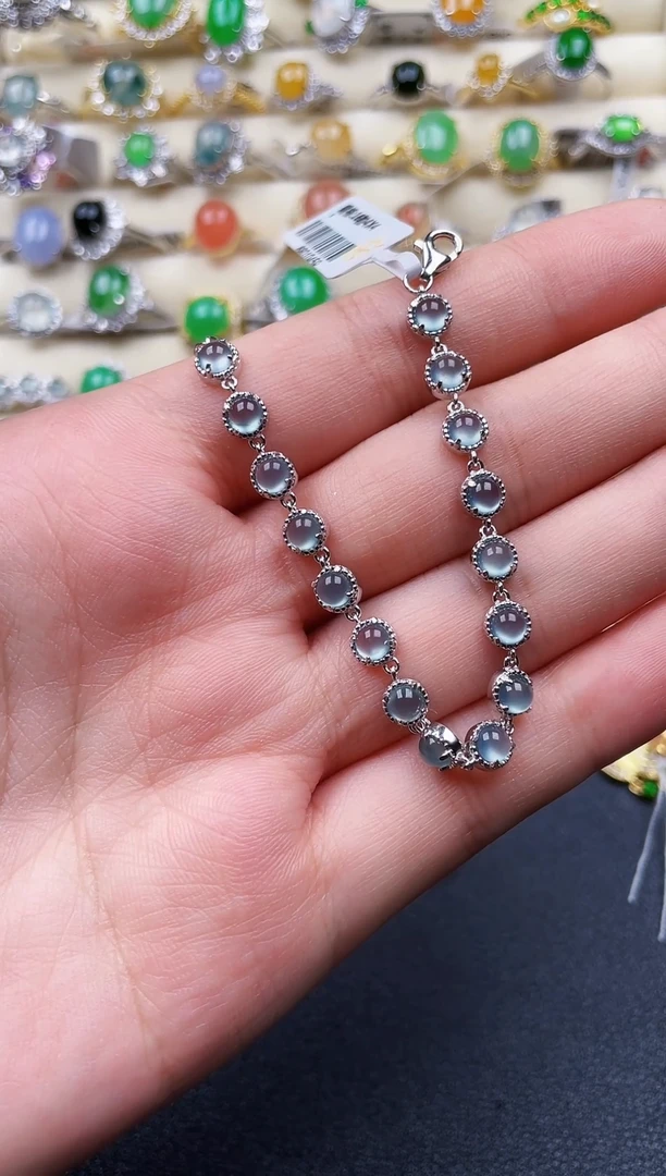 银S925镶嵌手链翡翠66