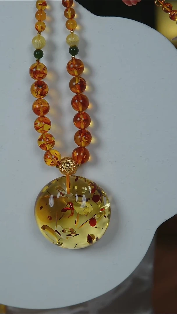 琥珀（花珀）项链未镶嵌花珀平安扣