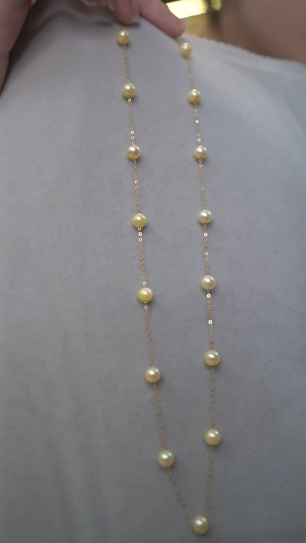 【闪购商品】海水珍珠颈饰18K金镶嵌通体18K金  海水珍珠满天星项链