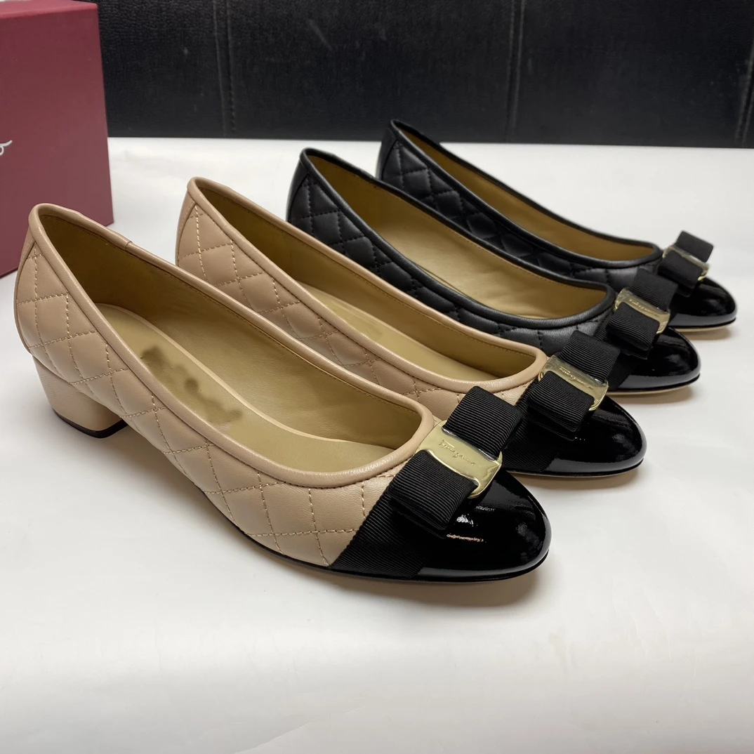 rv 蝴蝶结菱格纹女平底鞋