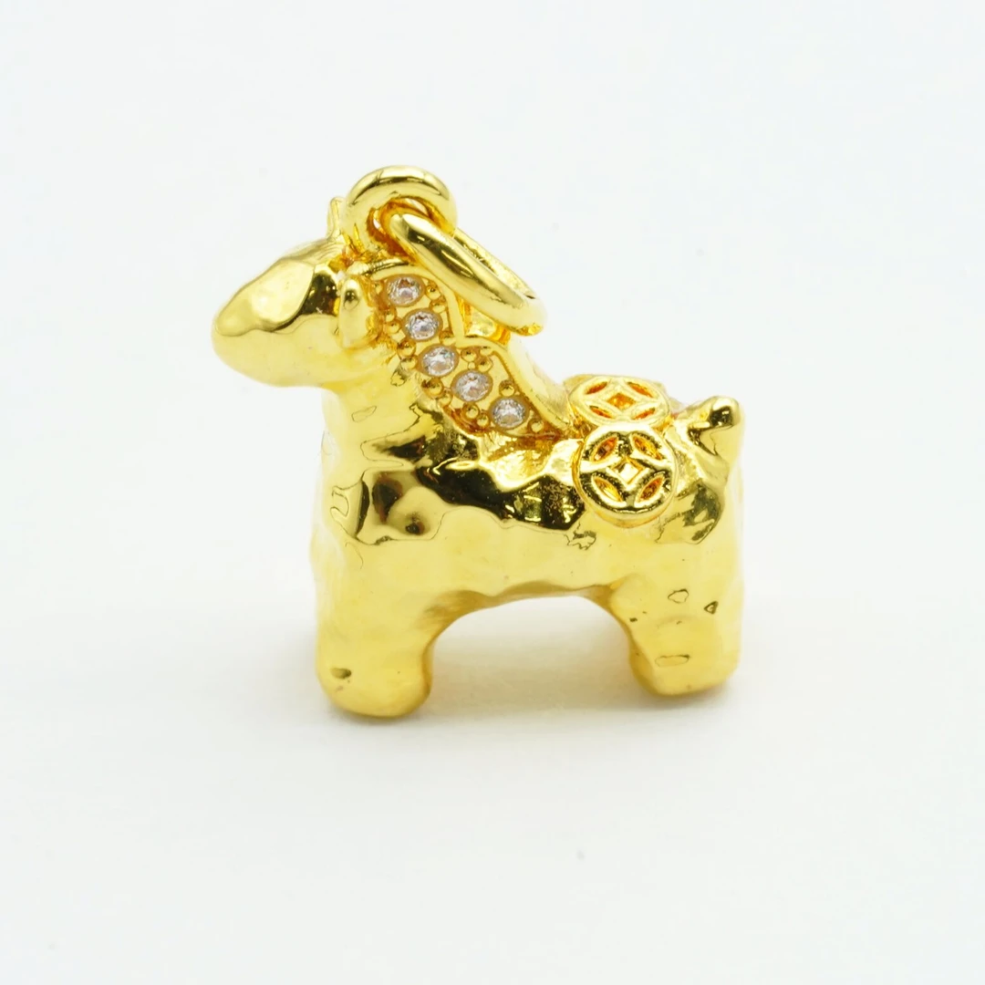 18k金莫桑马上有钱配件（光面）大【QL06912】