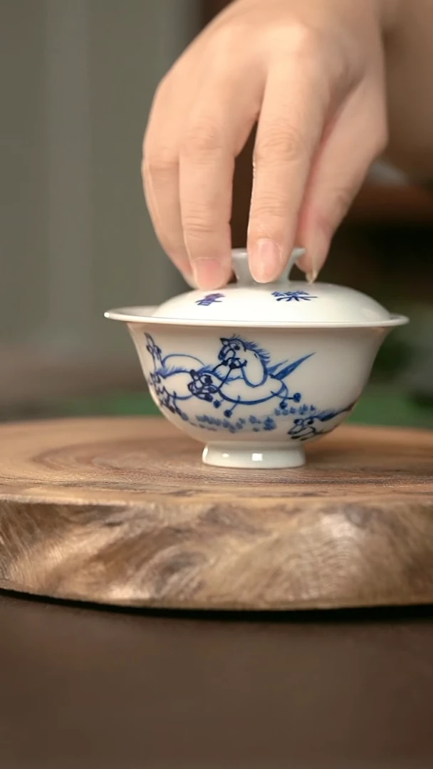 手绘手绘高温现代瓷 气 八骏马小元宝100C