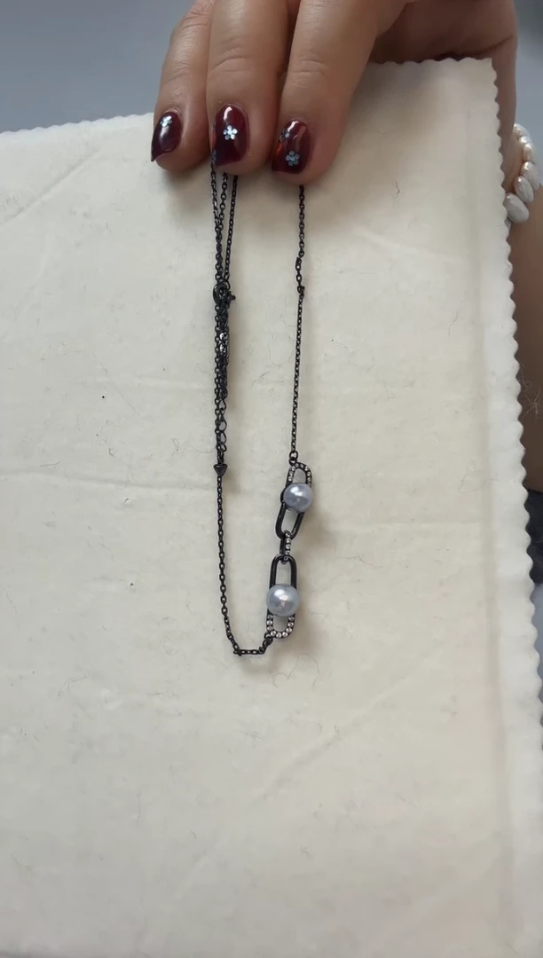 颈饰未镶嵌海水珍珠真多麻7.2-7.7mm+S925银一体链