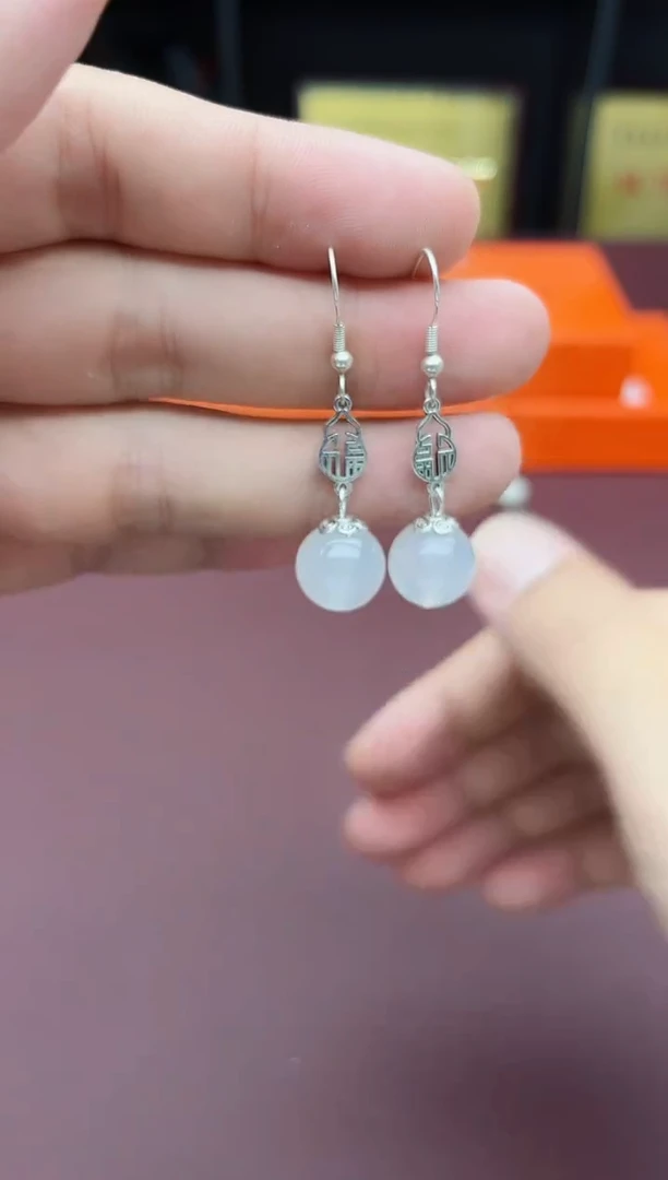 玛瑙/玉髓耳饰银S925镶嵌522000