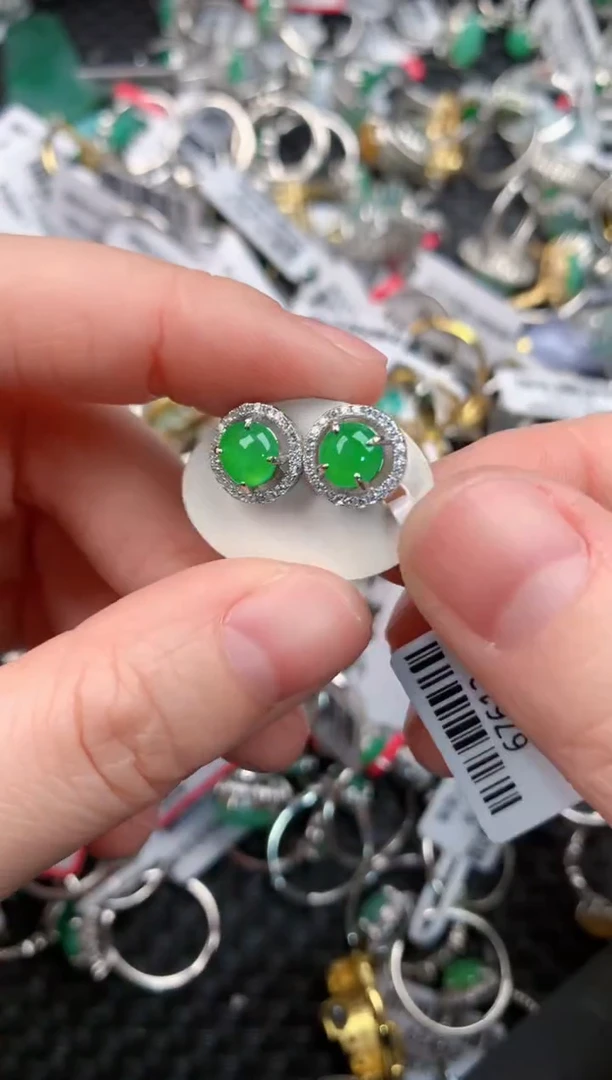 银S925镶嵌戒指翡翠555---8