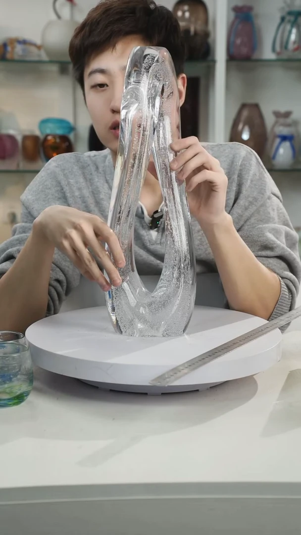【闪购商品】琉璃高44轻奢琉璃花器福利正常手工痕迹