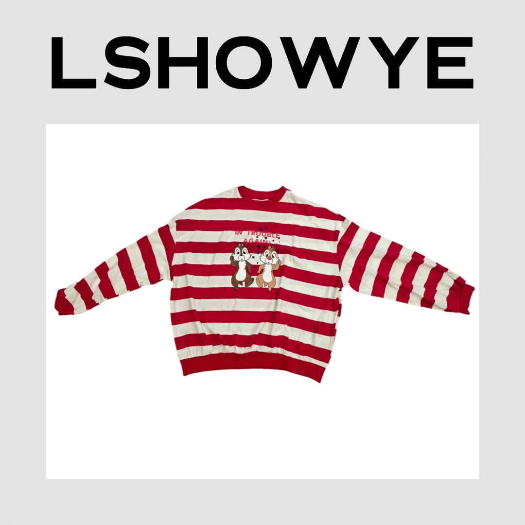 LSHOWYE｜红色条纹公仔T恤 8207