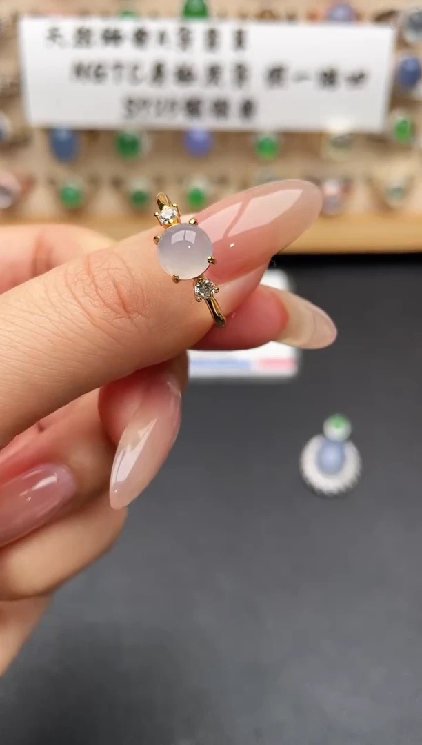 银S925镶嵌戒指翡翠一物一证一礼盒