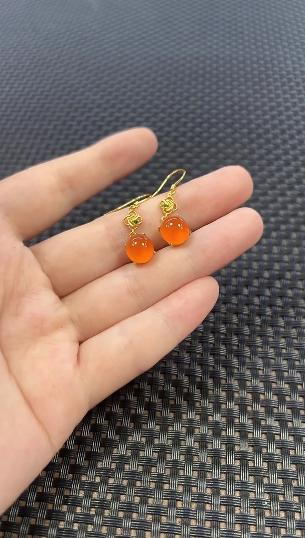 银S925镶嵌南红玛瑙耳饰（多样性发一件）96