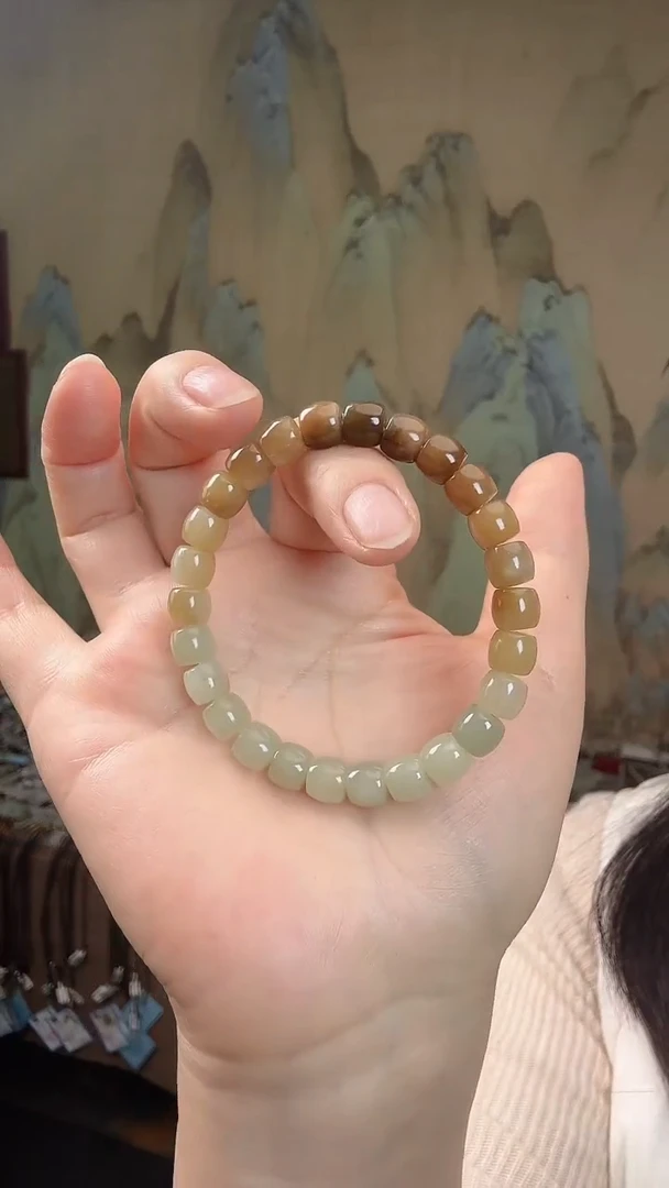 颈饰未镶嵌和田玉且末糖手串