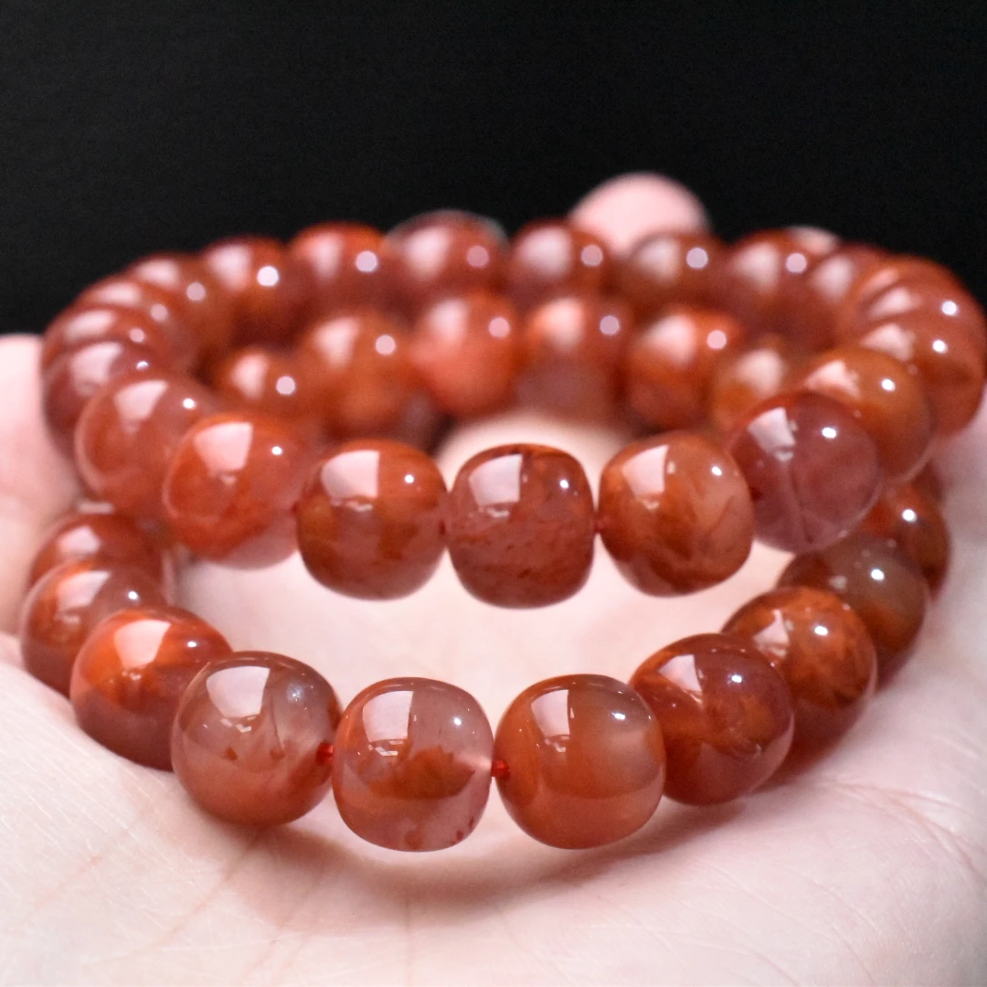 【一九珠宝】卡9mm南红瓦西火焰老型手串-多样性发一件  YJ9757